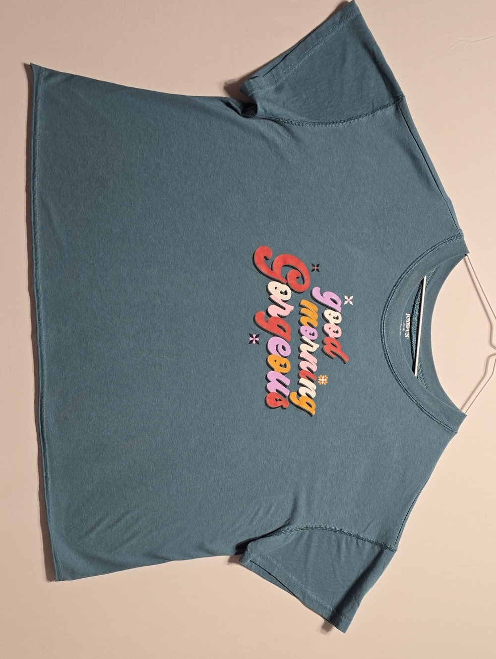 JOYSPUN Pajama Sleepwear Top - Blue With Graphic - Good Morning Gorgeous